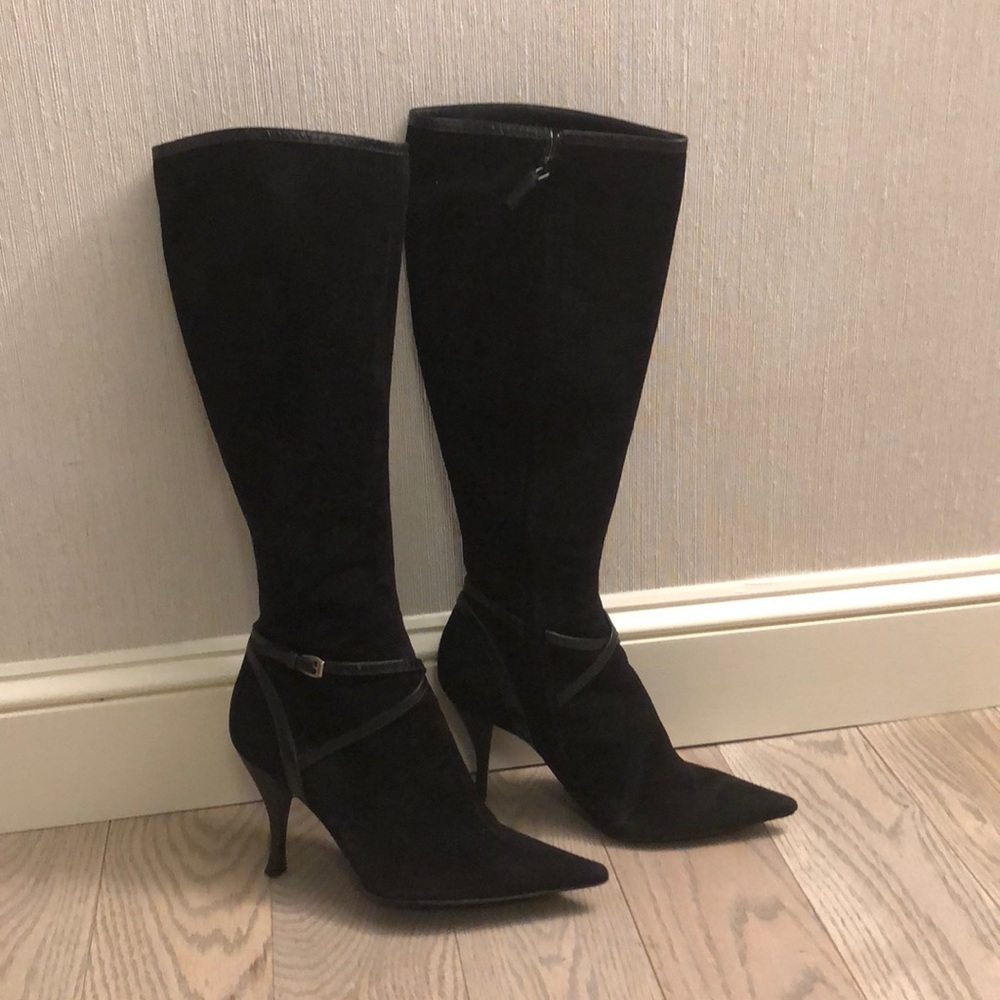 Sergio Rossi, black suede, tall boots, 37